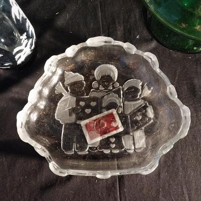 VINTAGE TREE CANDY DISH (MADE IN ITALEY)-MIKASA GLASS DISH-PIE PLATE -SANTA MEASURING SPOONS MORE