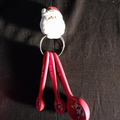 VINTAGE TREE CANDY DISH (MADE IN ITALEY)-MIKASA GLASS DISH-PIE PLATE -SANTA MEASURING SPOONS MORE