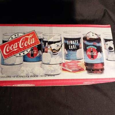 COCA COLA 8 PC. BEVERAGE SET DRINKING GLASSES