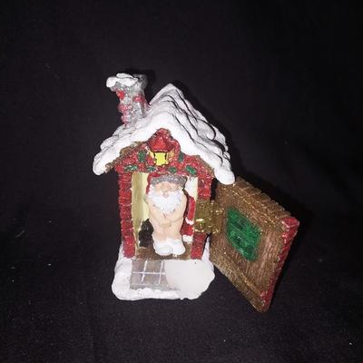 SOCK HOP SANTA-WOODEN SIGN- SANTA IN OUTHOUSE ORNAMENT
