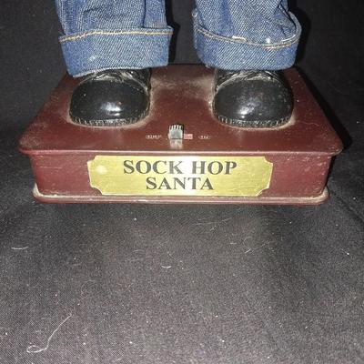 SOCK HOP SANTA-WOODEN SIGN- SANTA IN OUTHOUSE ORNAMENT