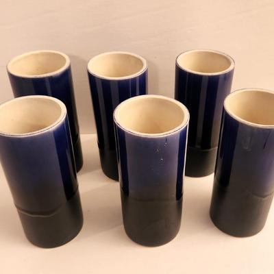 Lot #69  Lot of 6 DRYDEN Pottery Glasses - MidCentury Modern