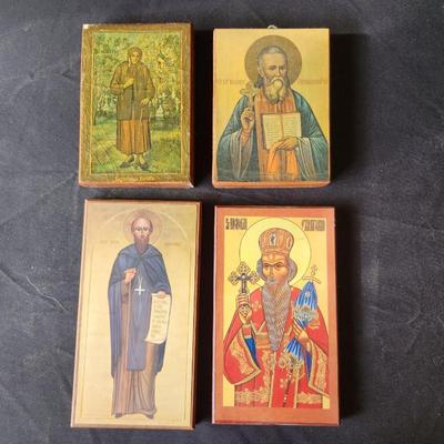 Quad of Icons including St. Alexis and St. Benedict