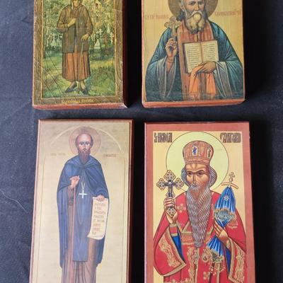 Quad of Icons including St. Alexis and St. Benedict