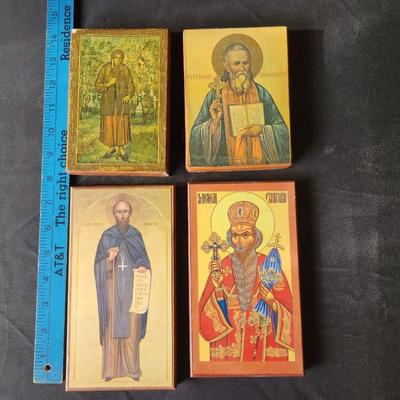 Quad of Icons including St. Alexis and St. Benedict