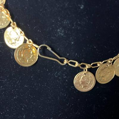 Double Strand Golden Coin Necklace