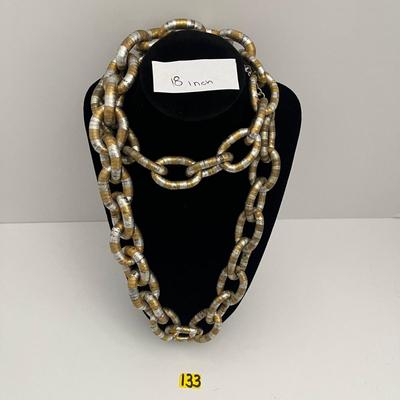 Chico's Silver and Gold Oversized Chain Necklace