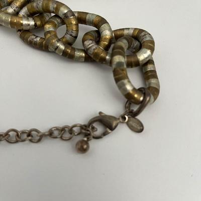 Chico's Silver and Gold Oversized Chain Necklace