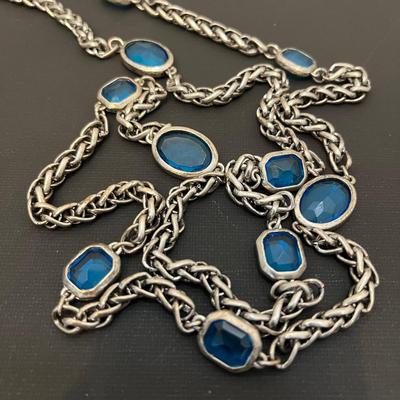 Chico's Blue & Silver Chain Necklace