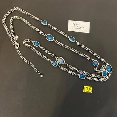 Chico's Blue & Silver Chain Necklace