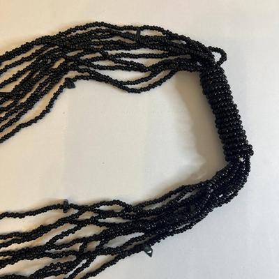 Black Beaded Multi-Layer Necklace
