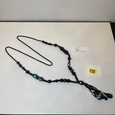 Black Iridescent Beaded Necklace