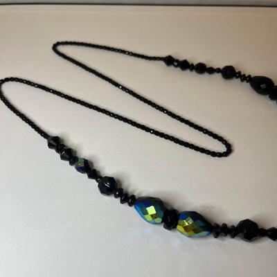 Black Iridescent Beaded Necklace