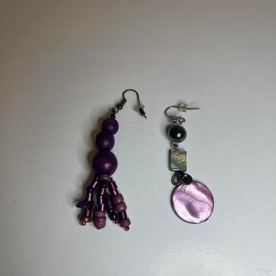 2 Pairs of Purple Beaded Earrings