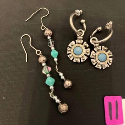 2 Pair of Turquoise Beaded Earrings