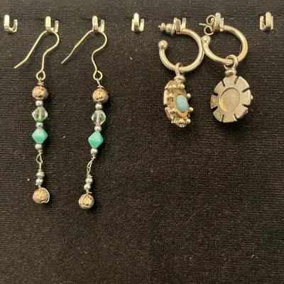 2 Pair of Turquoise Beaded Earrings