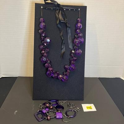 Purple Beaded Statement Necklaces