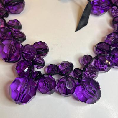 Purple Beaded Statement Necklaces