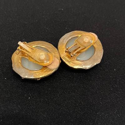 Gold Pin and Clip-On Earrings