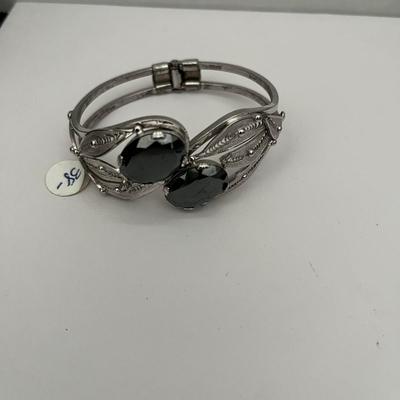 Sterling Silver and Hematite Hinge Cuff Bracelet