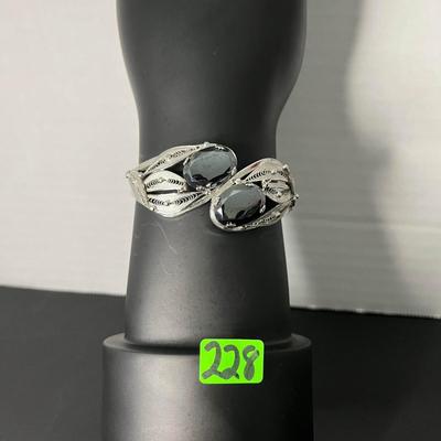 Sterling Silver and Hematite Hinge Cuff Bracelet