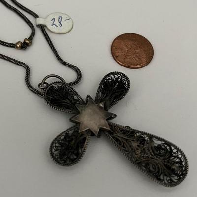 Floral Cross Pendant Necklace