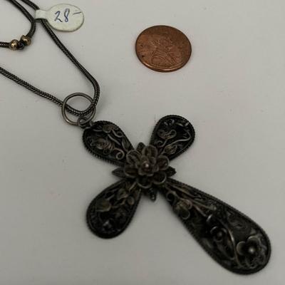 Floral Cross Pendant Necklace