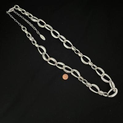 Chico's Silver Oversized Chain Necklace