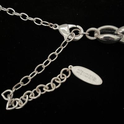 Chico's Silver Oversized Chain Necklace