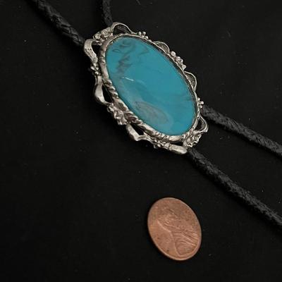 Faux Turquoise & Silver Bolo