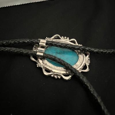 Faux Turquoise & Silver Bolo