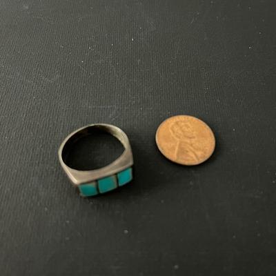 3-Stone Turquoise Ring - Size 8