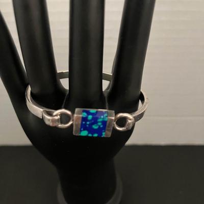 Mexico Silver & possible Azurite Bracelet