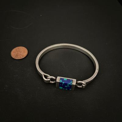 Mexico Silver & possible Azurite Bracelet