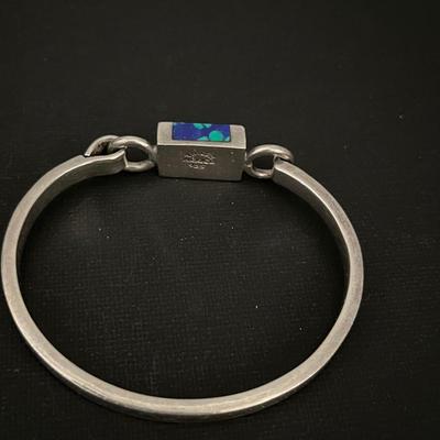 Mexico Silver & possible Azurite Bracelet