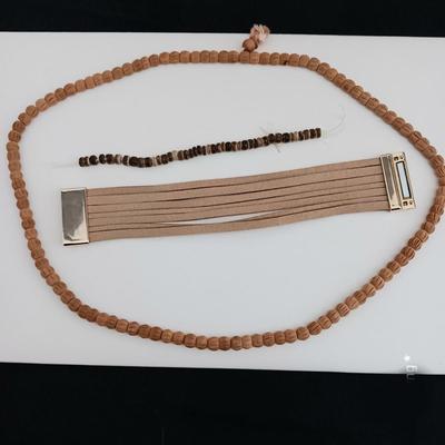 Wooden Bead Necklace with Bracelets