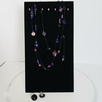 Pink, Blue, & Black Beaded Necklace