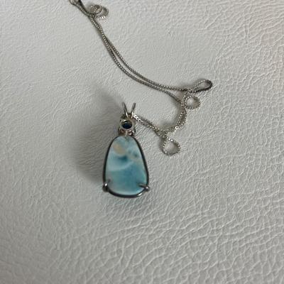 Larimar Turquoise Pendant Necklace and Earrings