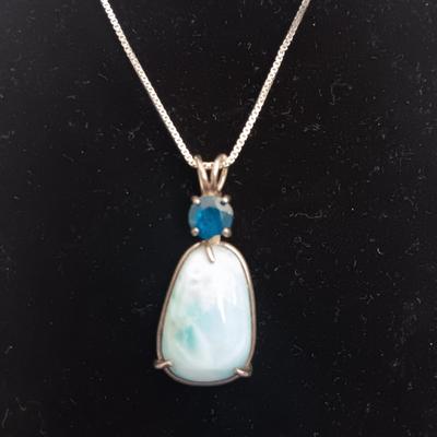 Larimar Turquoise Pendant Necklace and Earrings