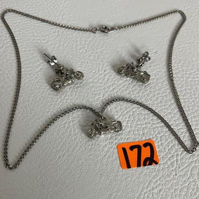 Motorcycle Necklace & Earrings