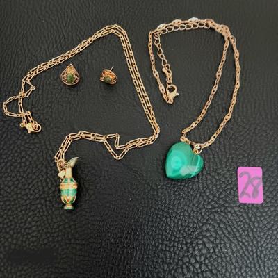 Green Heart & Pitcher Charm Necklaces