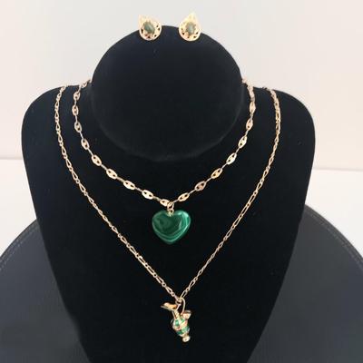 Green Heart & Pitcher Charm Necklaces