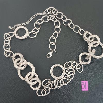 Silver Chain Rhinestone Necklace