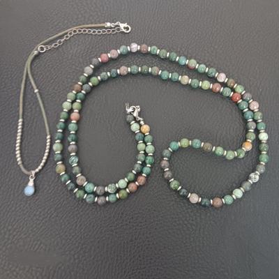 India Agate Necklace & Blue Stone necklace