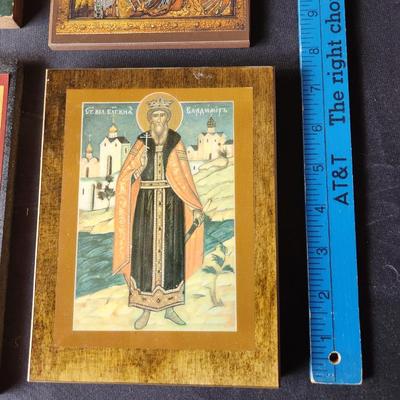 Icon of Madonna and Child in Red Dress Plus Three More
