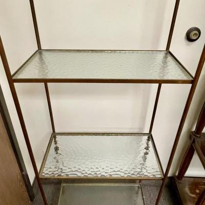 Vintage Gold Wrought Iron Display Rack With Glass Shelves Hollywood ...