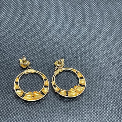 10K BLACK HILLS GOLD DANGLE HOOP PIERCED EARRINGS