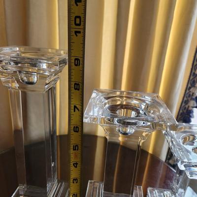 3 Heavy Solid Glass Candlesticks 9