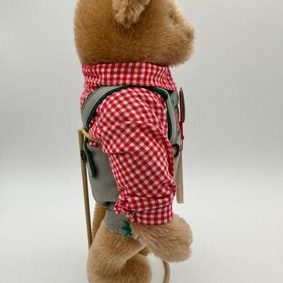 STEIFF Lederhosen Blonde Mohair Teddy Bear NWT 1980s