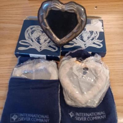3 International Silver Co Heart Picture Frames (2 NIB)